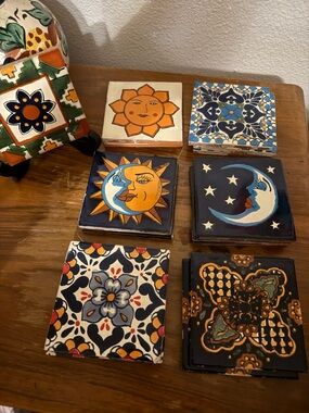 Colorful Ceramic Tiles Set of 4